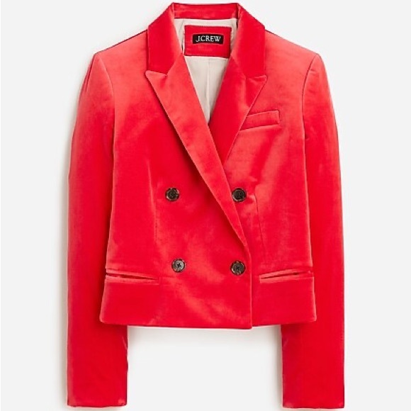 Jcrew Cropped double-breasted blazer in stretch velvet - Picture 1 of 1